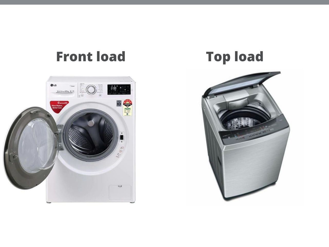 Difference between a front load and top load washing machine